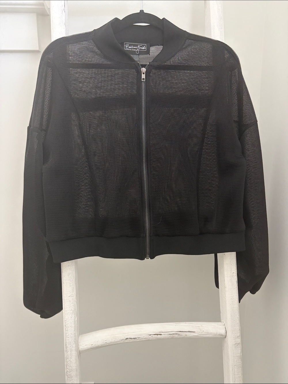 Brittany Humble Black Mesh Bomber Jacket